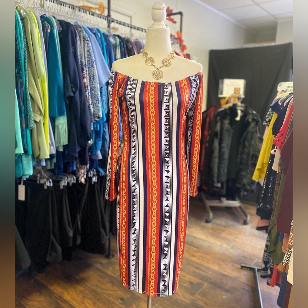 Striped Off-Shoulder Dress